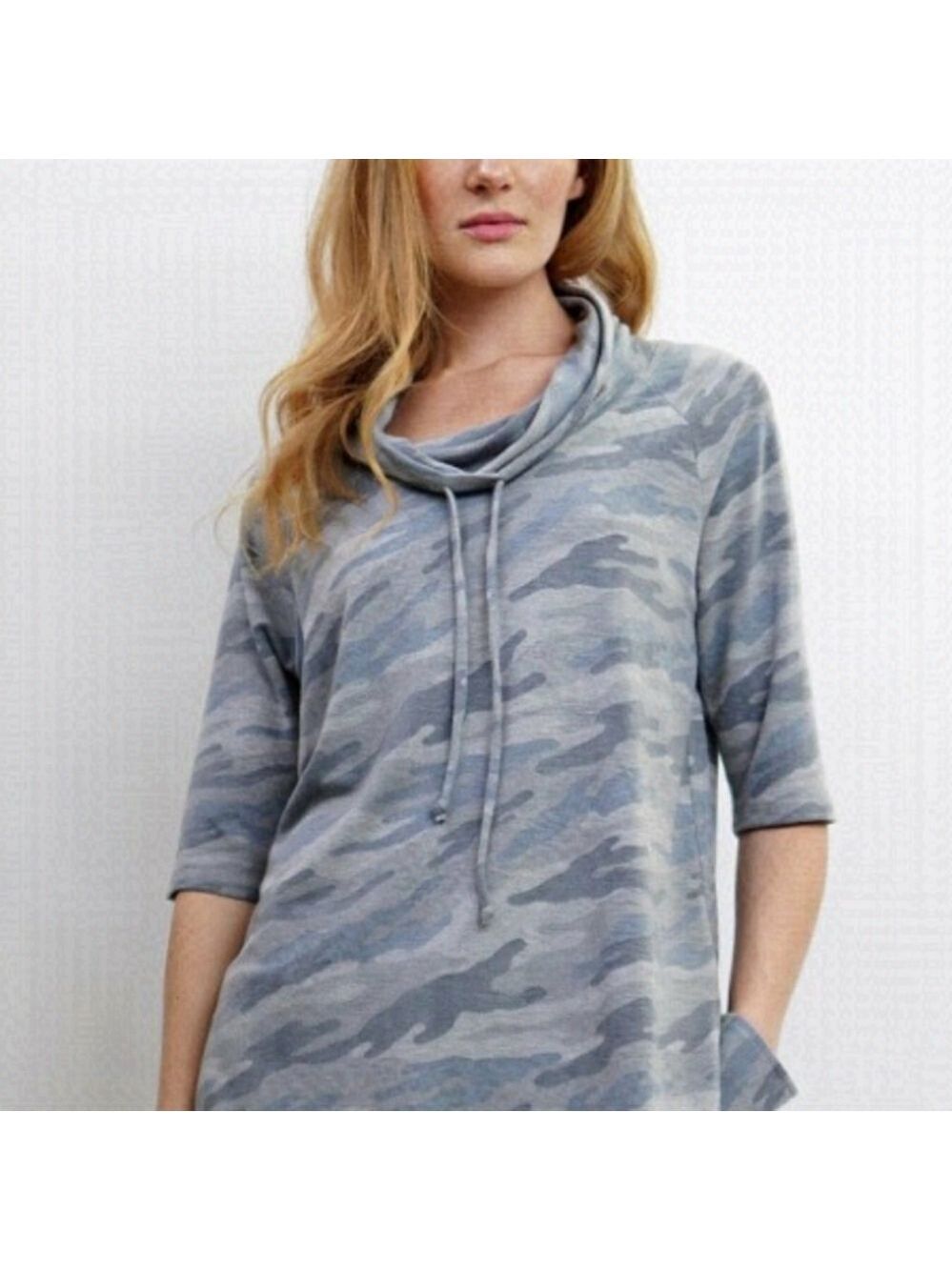 Coin 1804 Camo French Terry Cowl Neck Sweatshirt Size Large